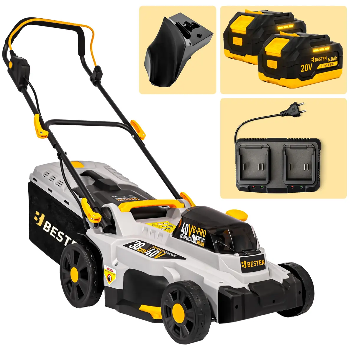 Kosiarka akumulatorowa BESTEN BE0002907 - zawartość zestawu